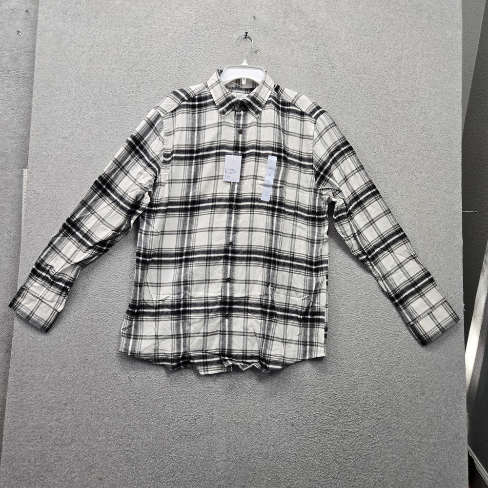 Croft & Barrow Men Button Up Shirt L White Plaid Flannel Heat Retention Soft NWT